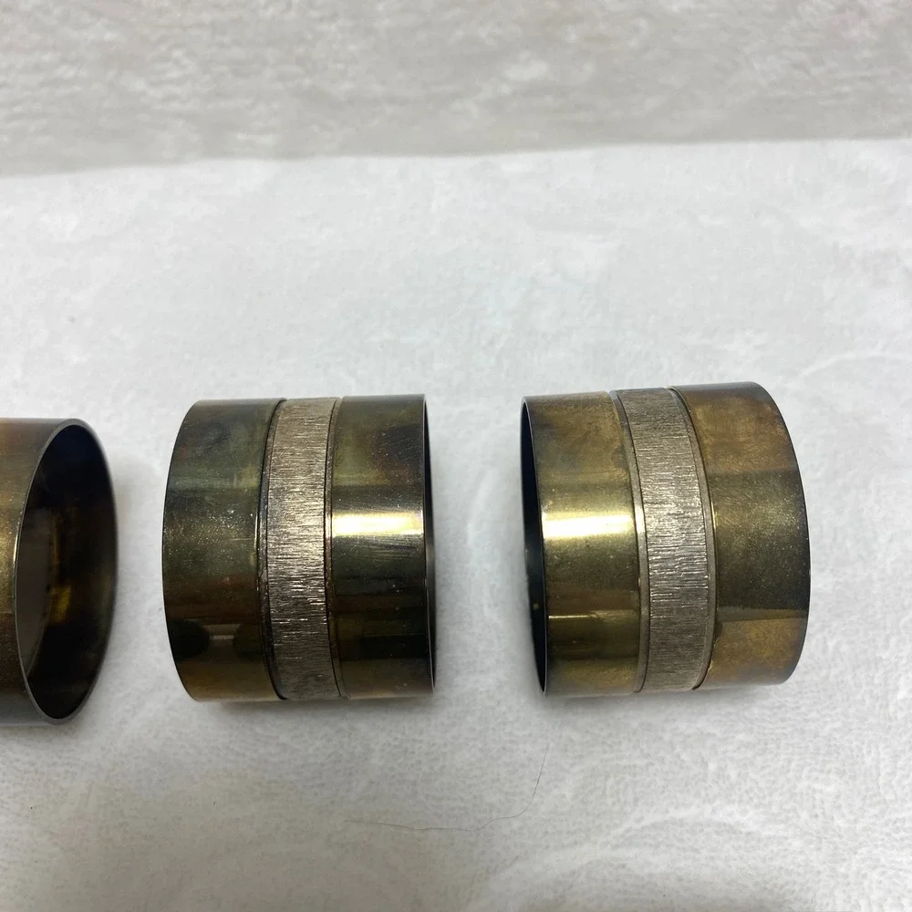 Set of 8 Vintage Brass Napkin Rings with Textured Band‎ Dining Table Decor